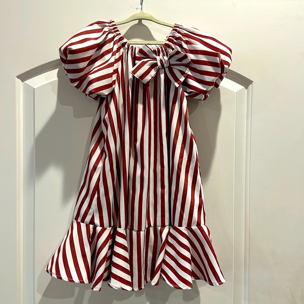 Girls stripe puff dress